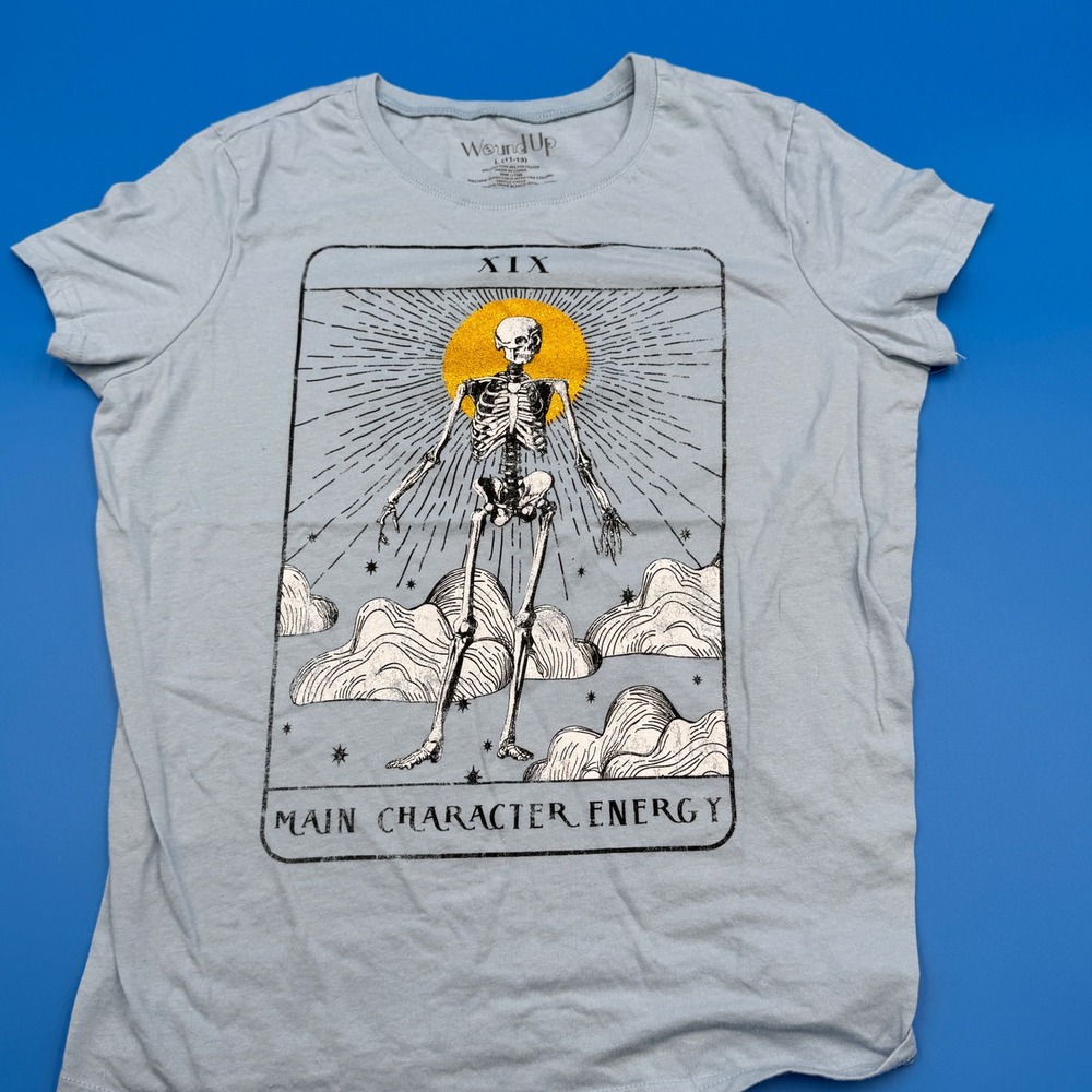 Wound Up Tarot Skeleton Main Character Energy Graphic T Shirt James Size L 11 13